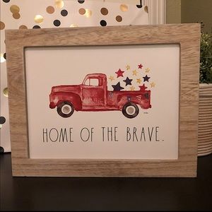 New Rae Dunn HOME OF THE BRAVE wooden sign